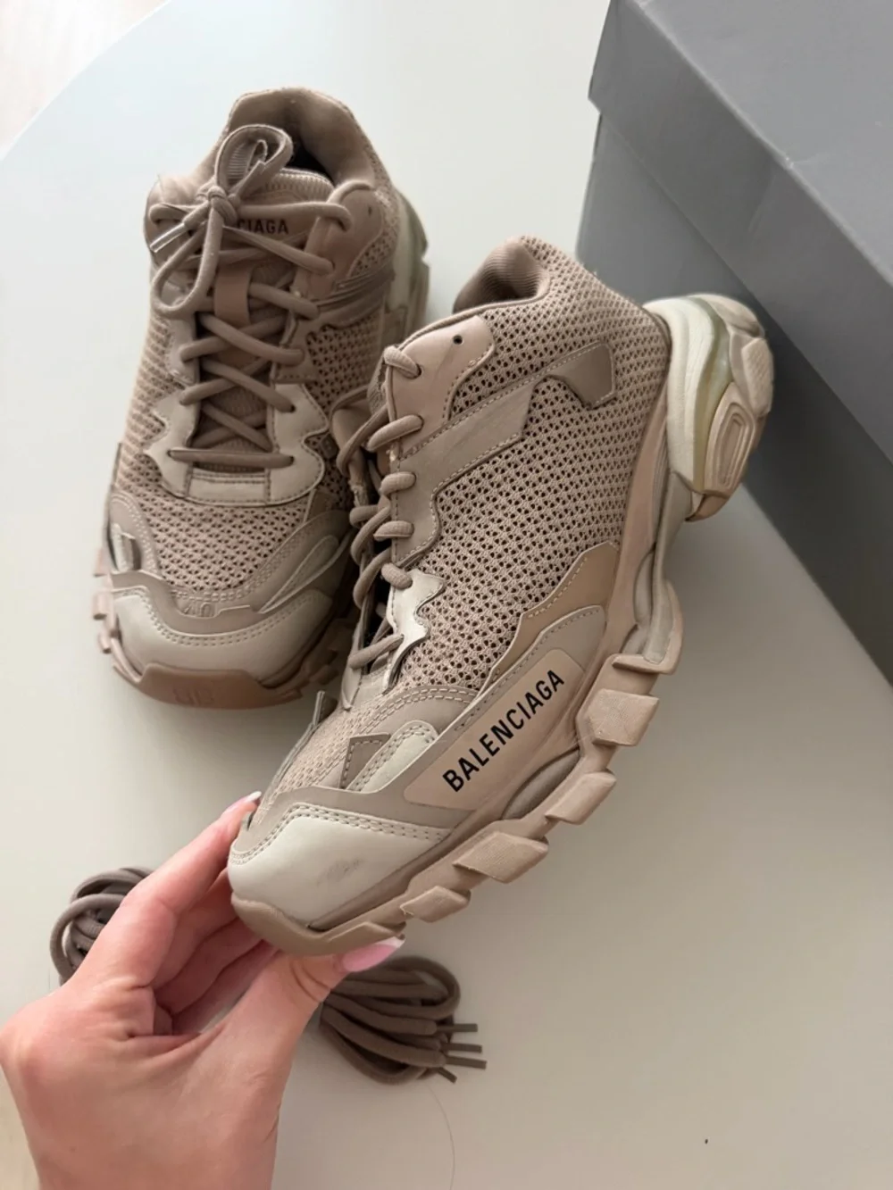 New. Balenciaga Beige/Taupe Track Trainer Sneakers - Picture 10 of 16